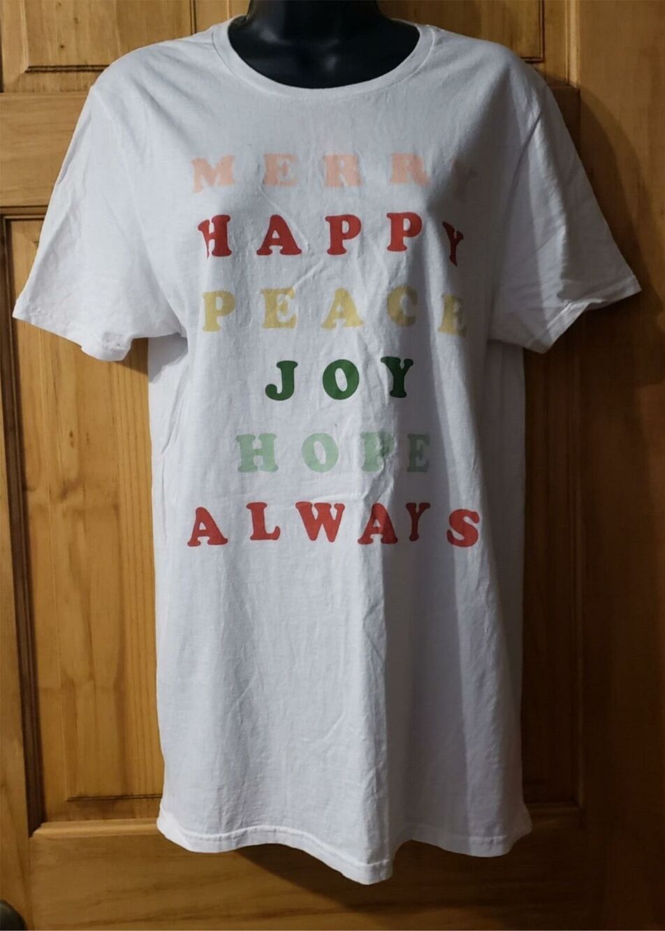 Fifth Sun Short Sleeve T-Shirt Merry Happy Peace Joy Hope Always